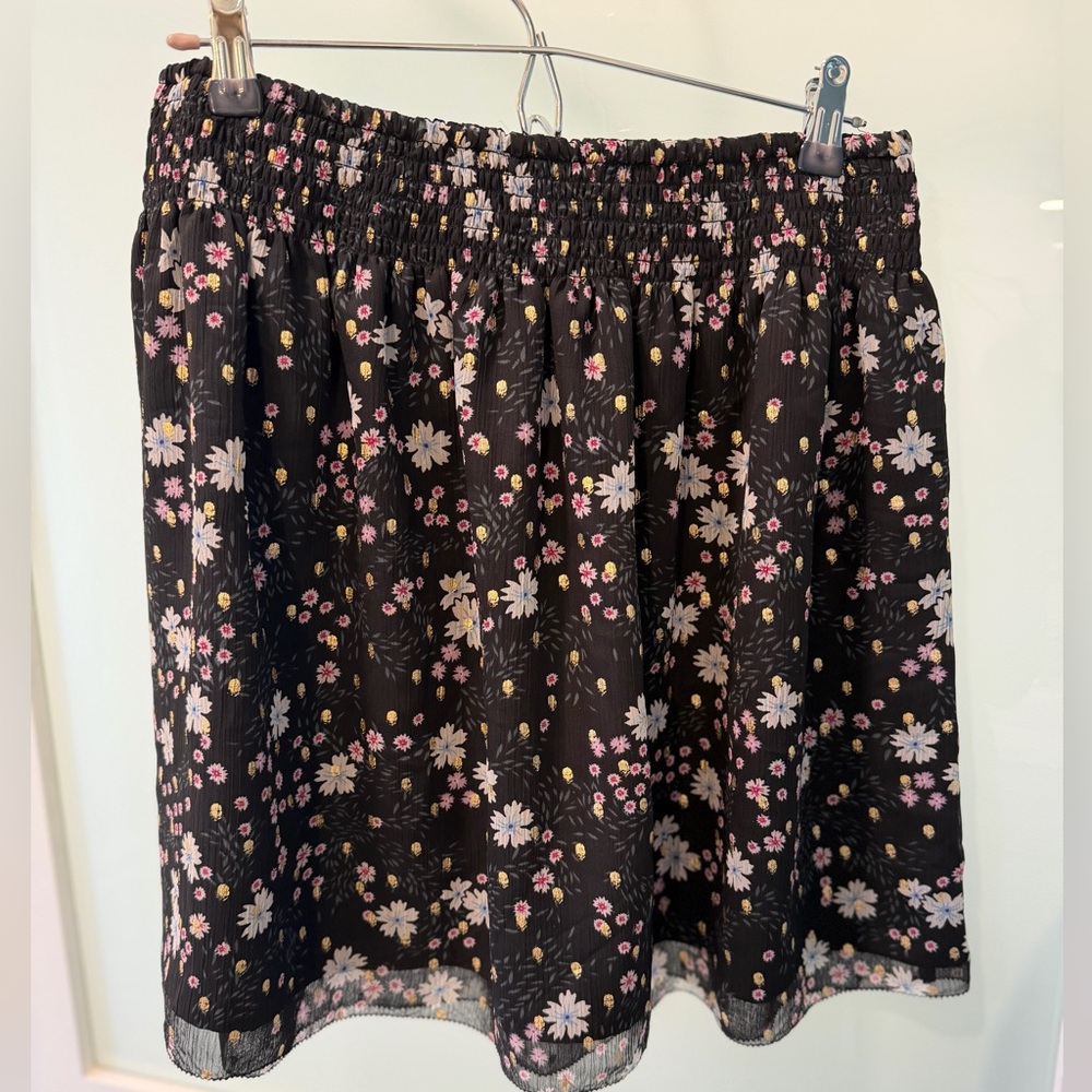 LOFT Floral Black Skirt